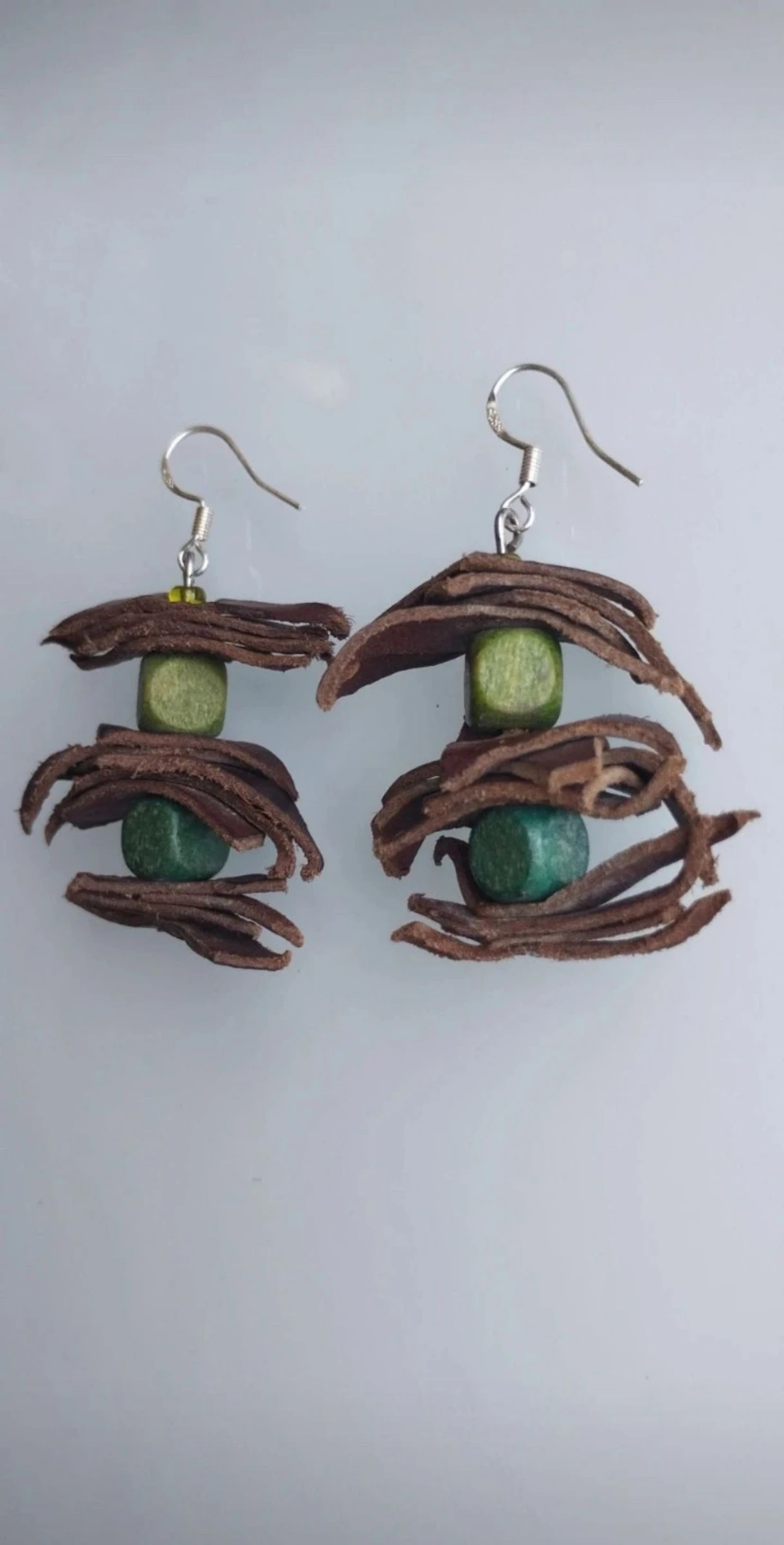 🟩🎁🟢Mooi en Origineel Lederen en Houten Oorbellen🟢🎁🟩 – photo 4